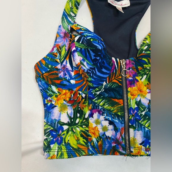 Title: Marilyn Monroe Brand Printed Sexy Crop Top - Tropical Floral, Size XS - Picture 4 of 9